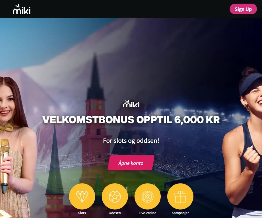 Miki Casino – skjermbilde fra nettsiden